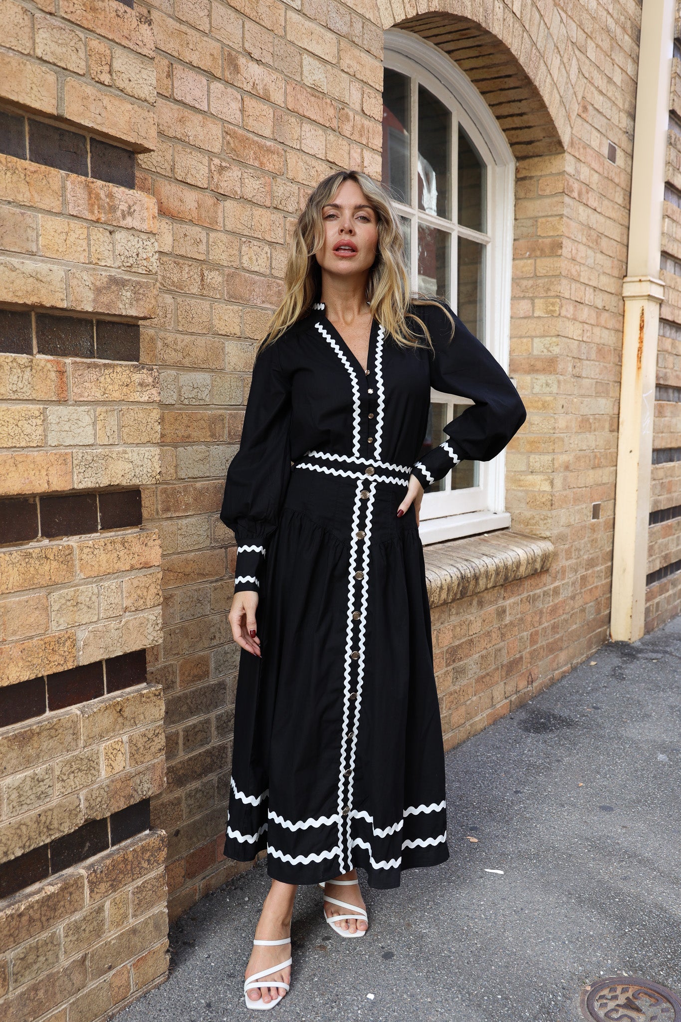 VALENTINA RIC RAC BLACK AND WHITE SKIRT