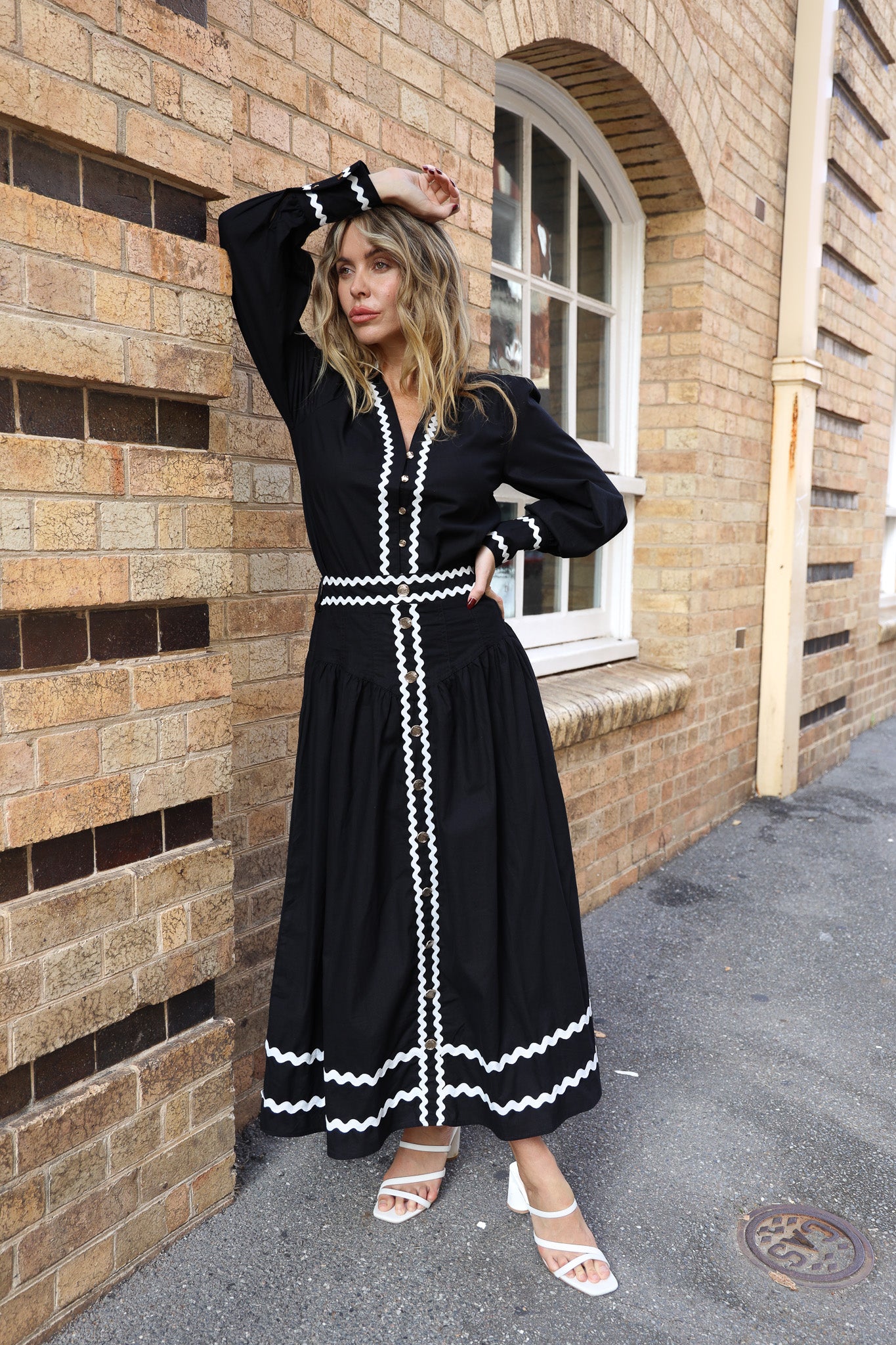 VALENTINA RIC RAC BLACK AND WHITE SKIRT