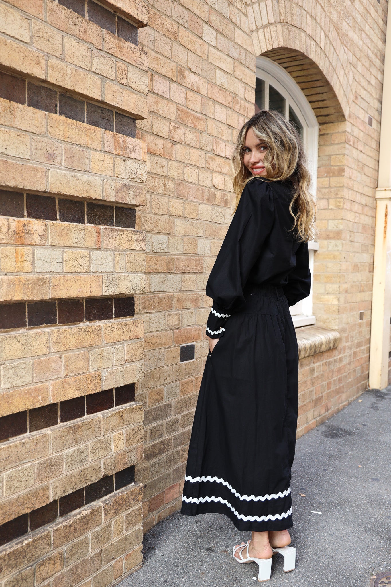 VALENTINA RIC RAC BLACK AND WHITE SKIRT