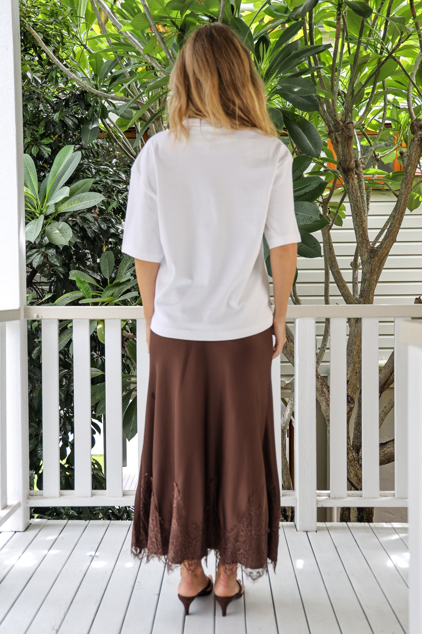 ISABELLA LACE SKIRT IN CHOCOLATE