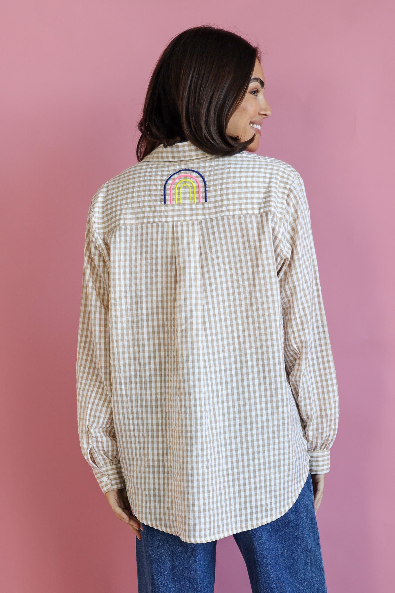 LOVE AND RAINBOWS GINGHAM SHIRT