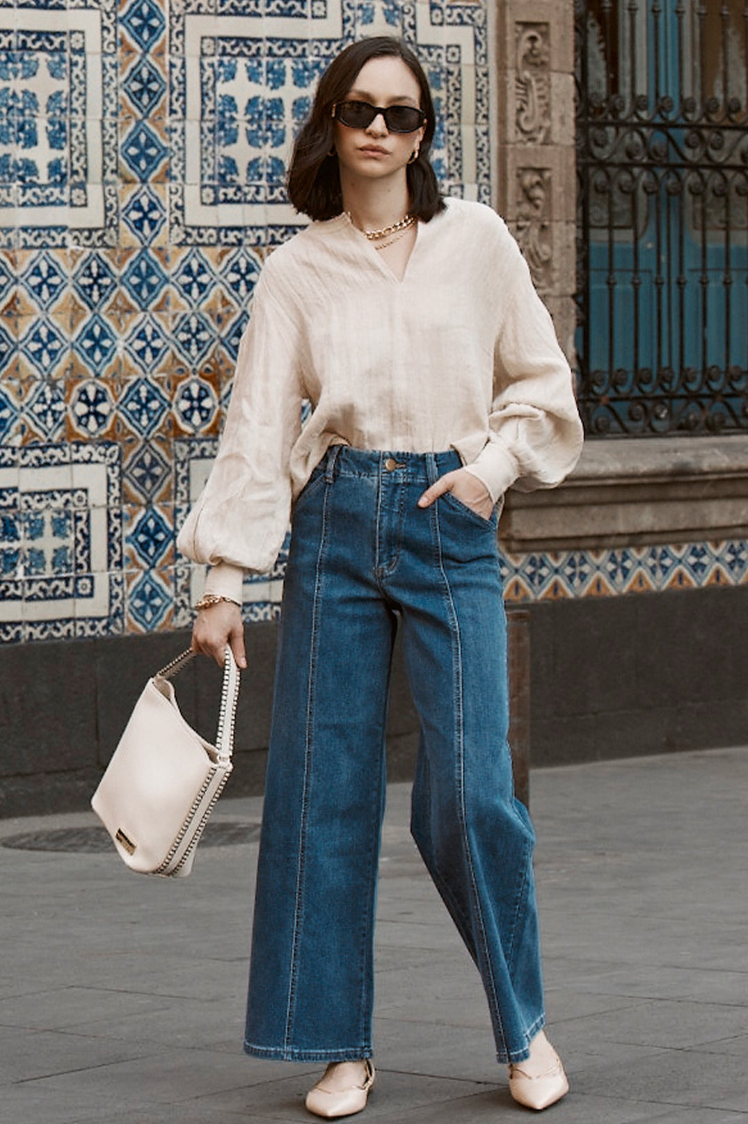 MY FAVOURITES WIDE LEG JEAN - MID WASH