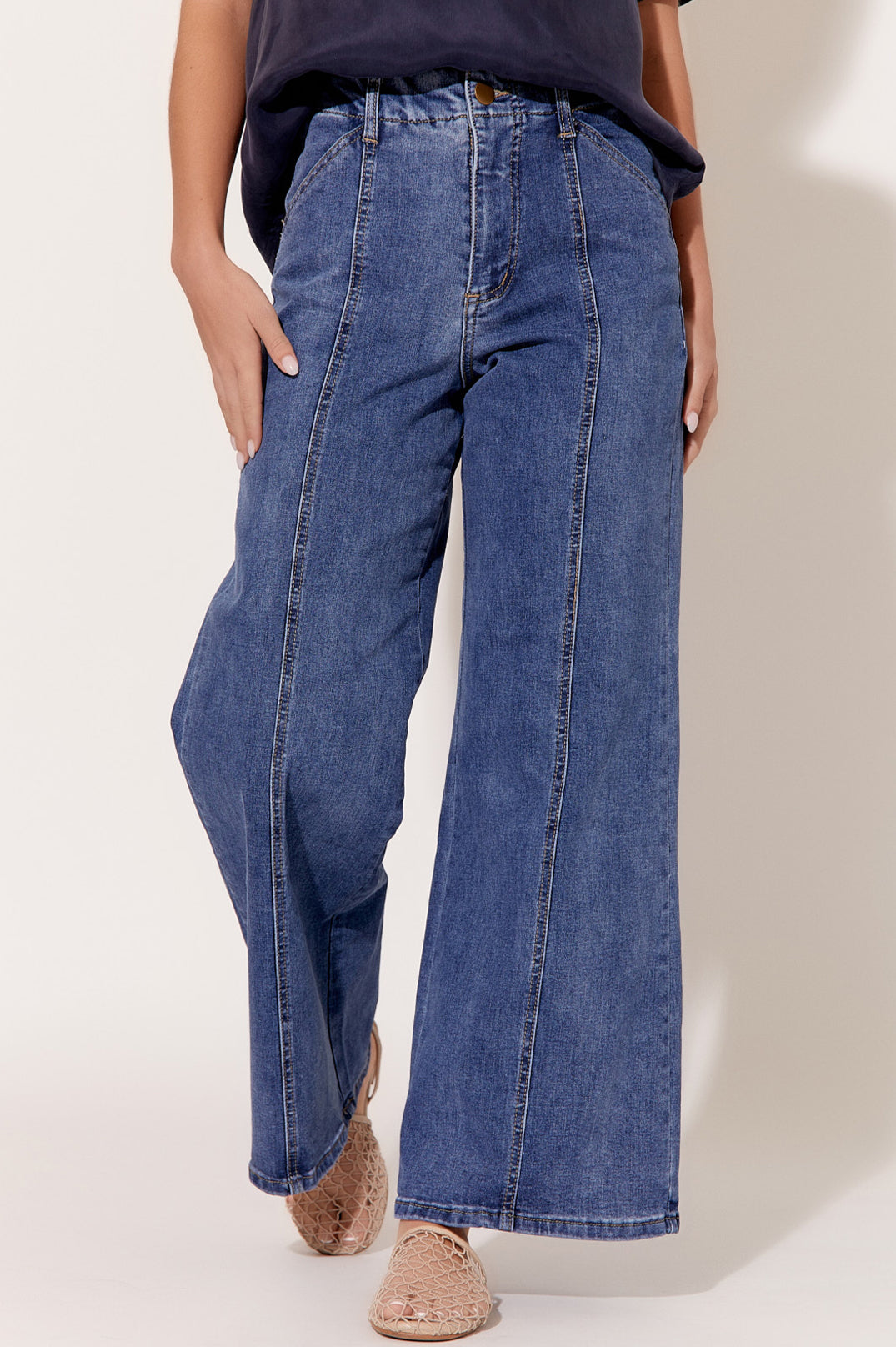 MY FAVOURITES WIDE LEG JEAN - MID WASH