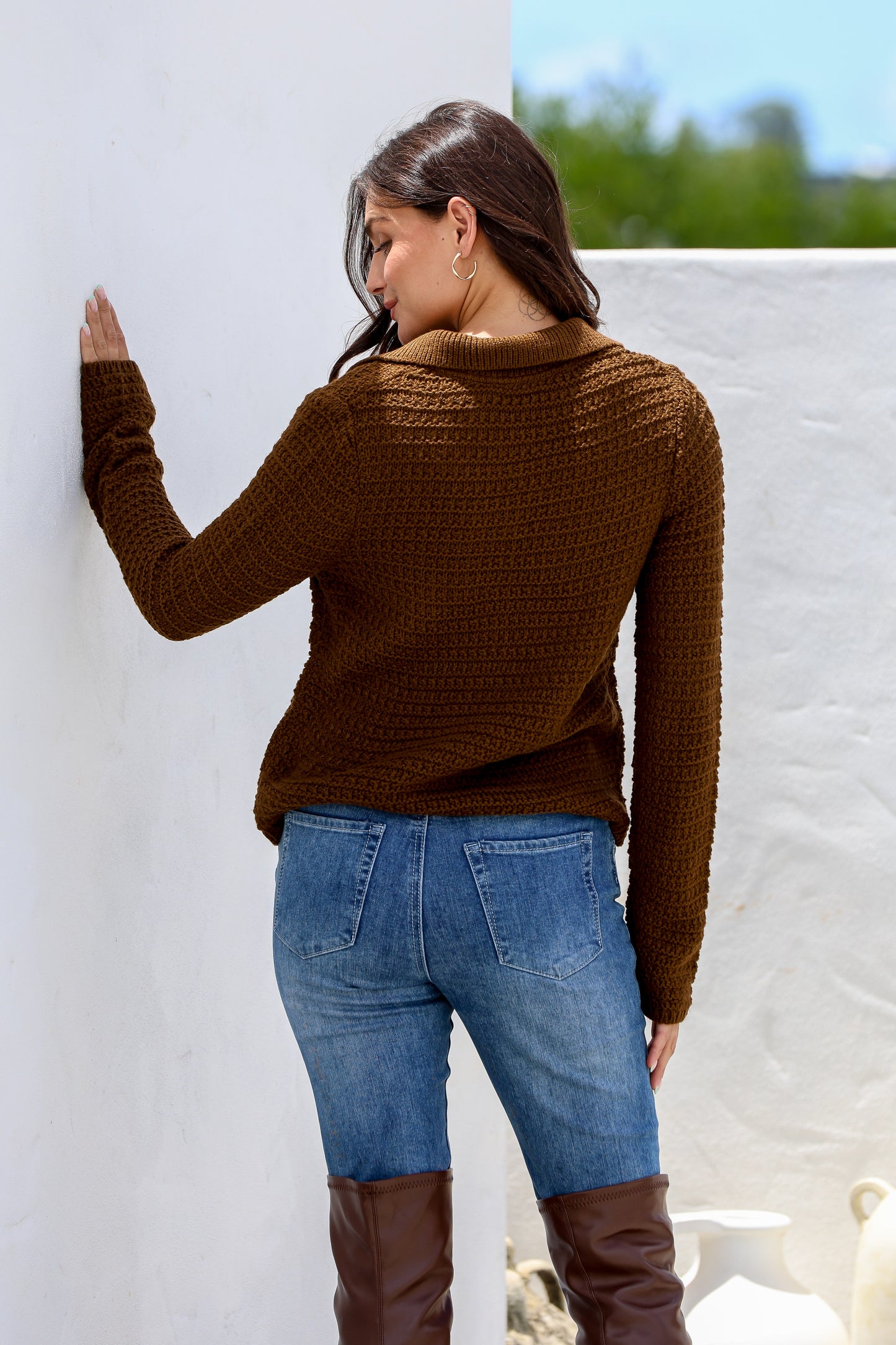 MARCIA COTTON CARDIGAN -CHOCOLATE