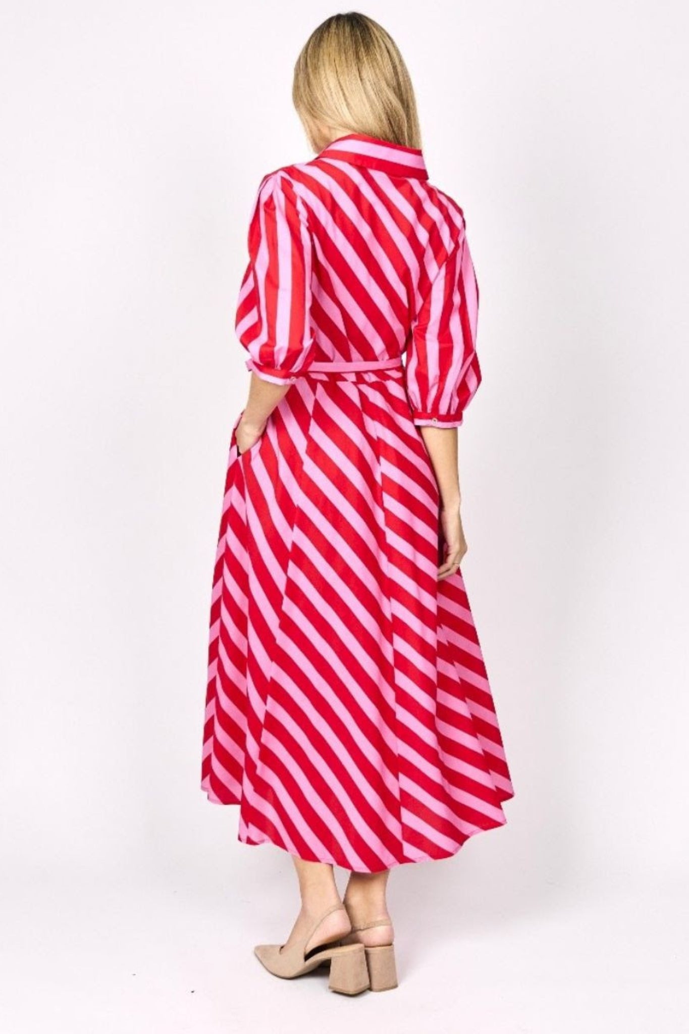 Lovely Dress in Pink and Red Stripe