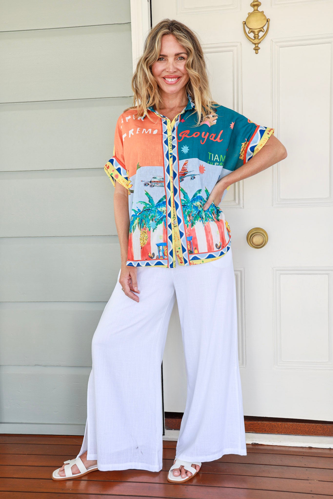 GETAWAY SHIRT IN ROYAL PRINT