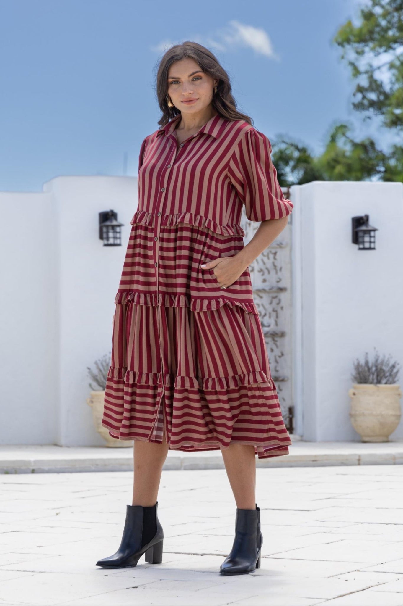 SUNDAE STRIPES MIDI DRESS