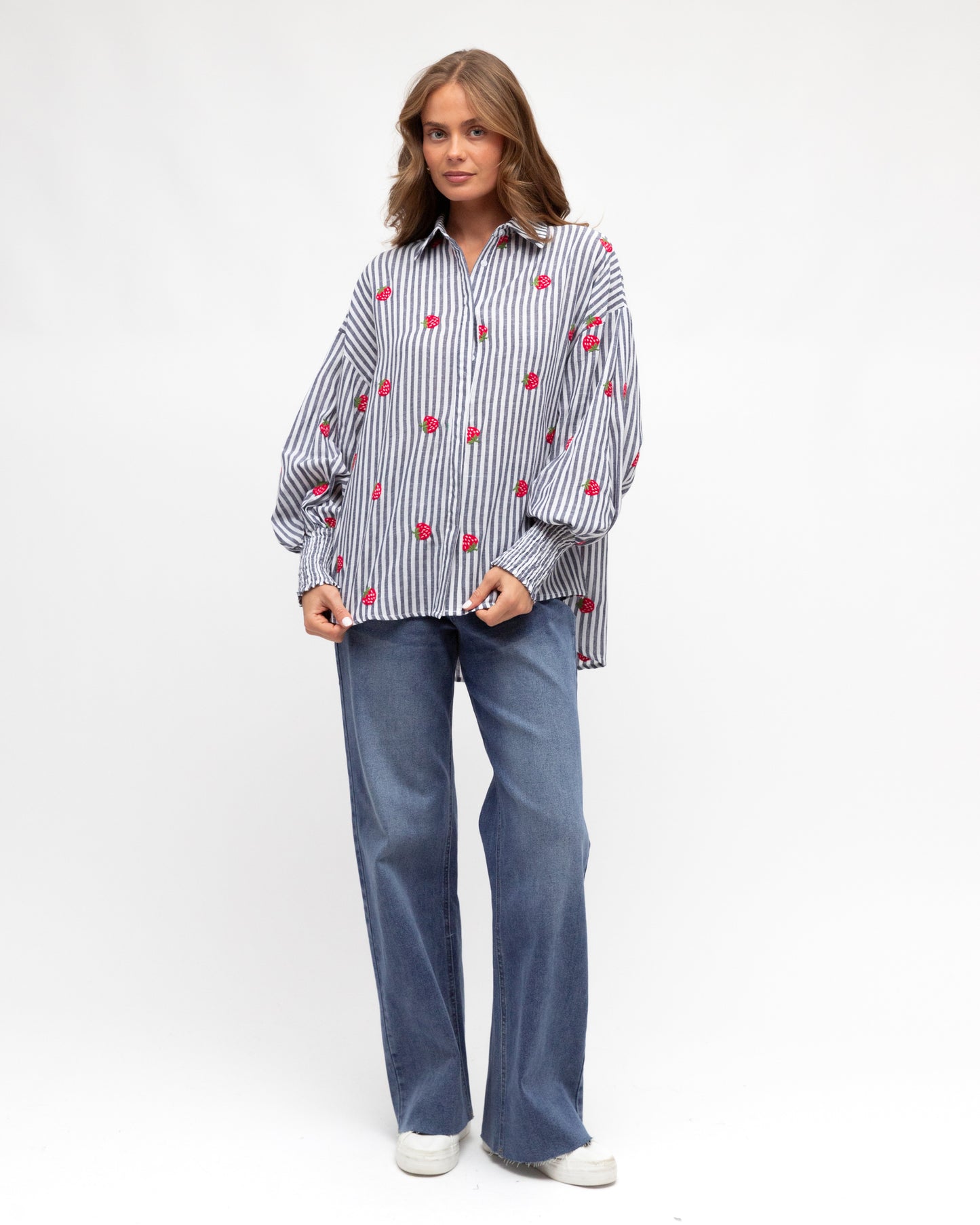 STRAWBERRY STRIPES SHIRT - BLACK