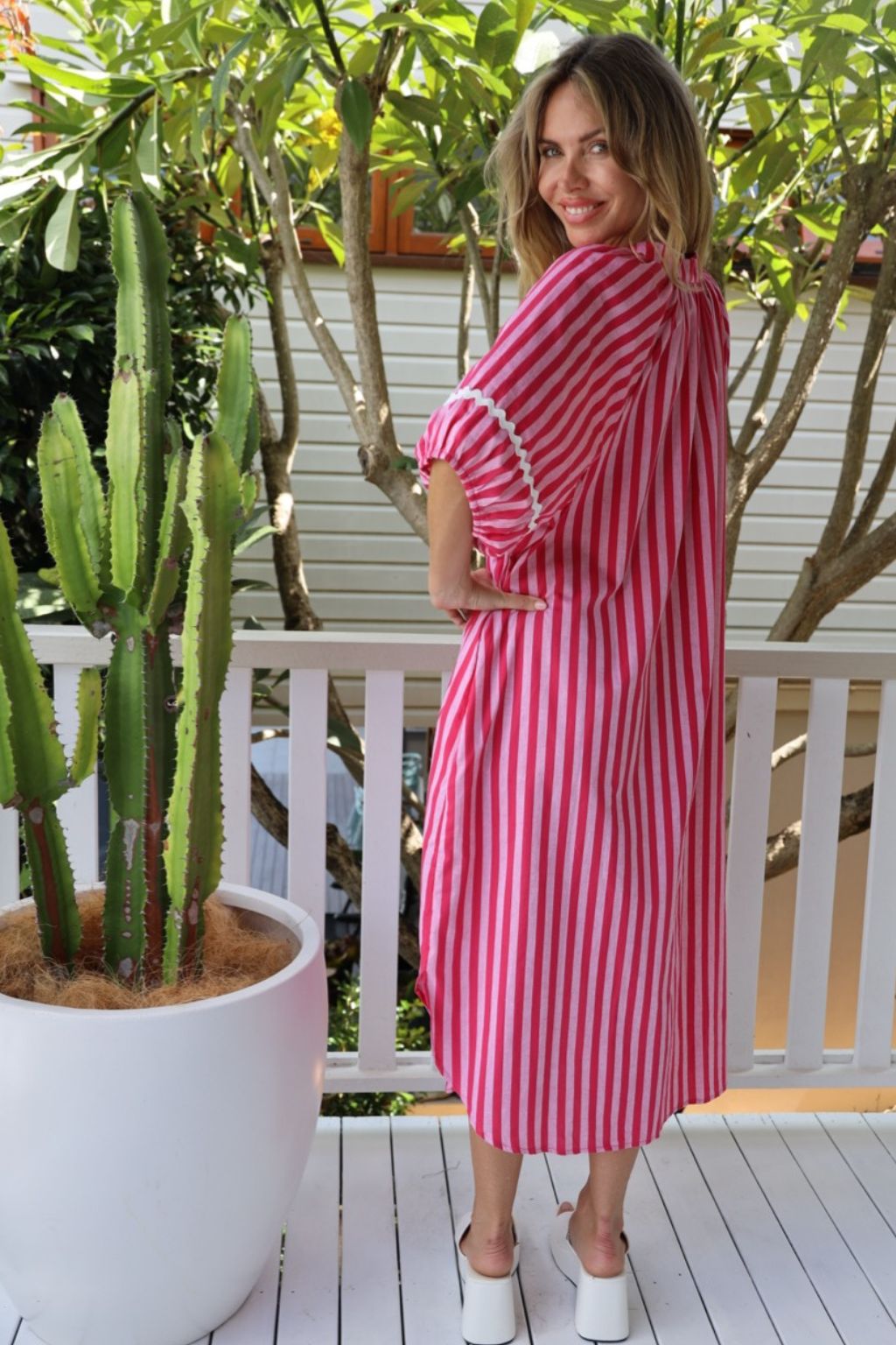 ELOISE SHIRT DRESS - PINK STRIPE