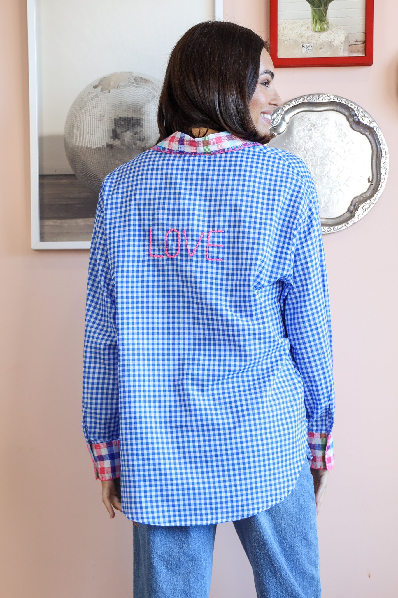 STARSTRUCK SHIRT IN BLUE AND WHITE GINGHAM
