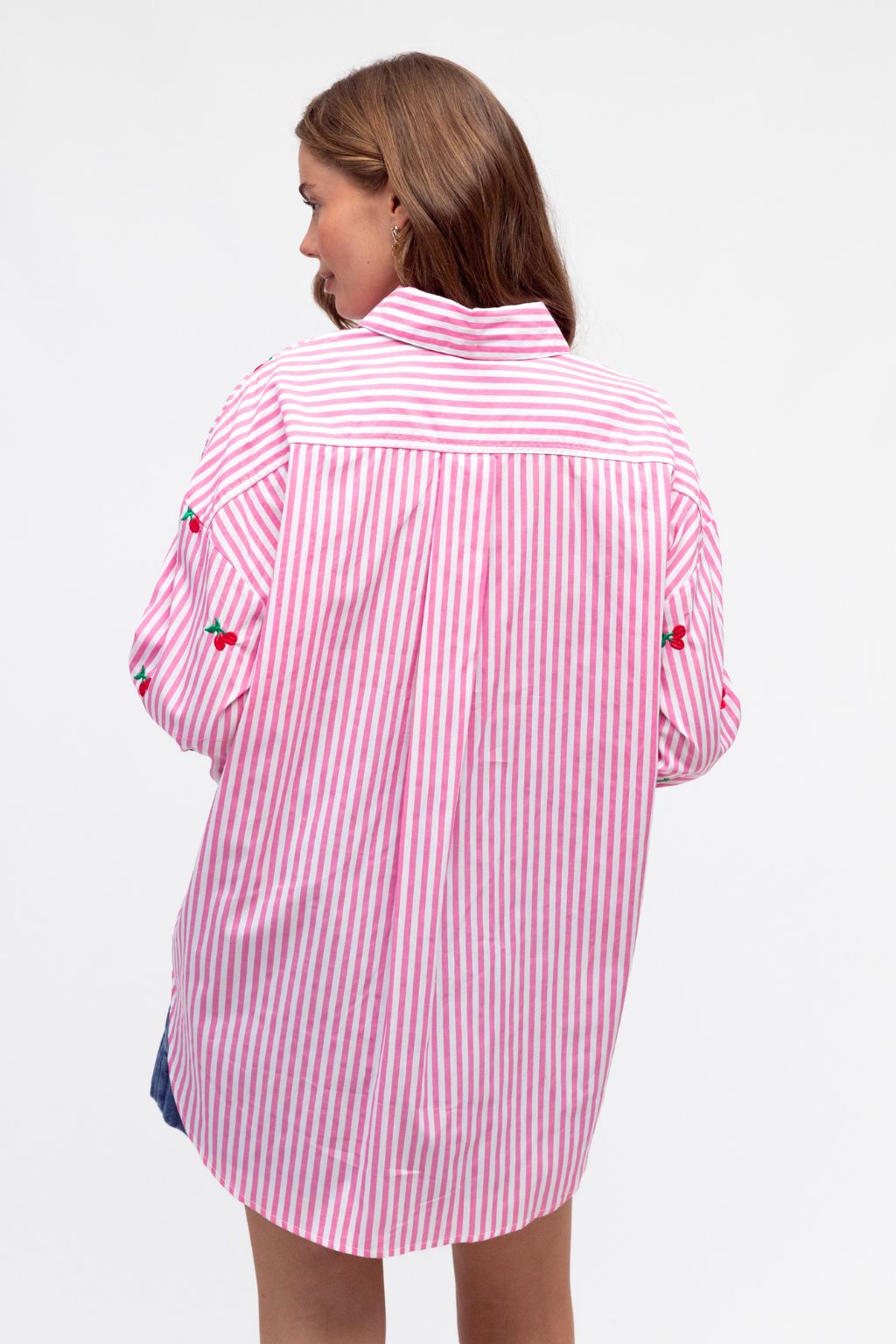 CHERRY STRIPE SHIRT - PINK