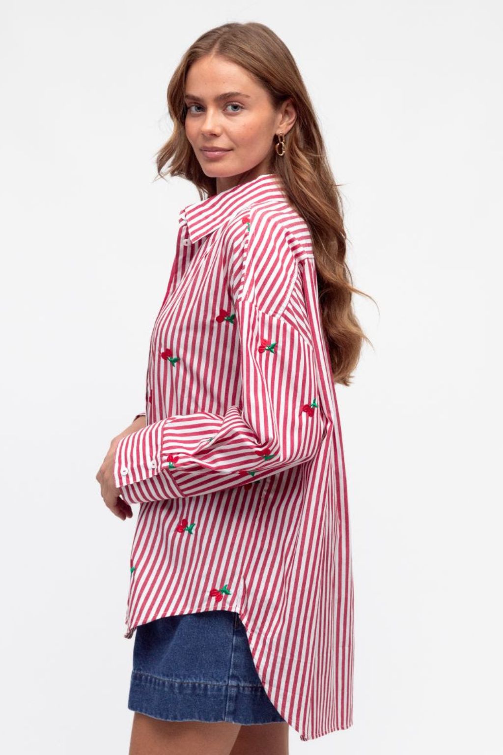CHERRY STRIPE SHIRT - RED