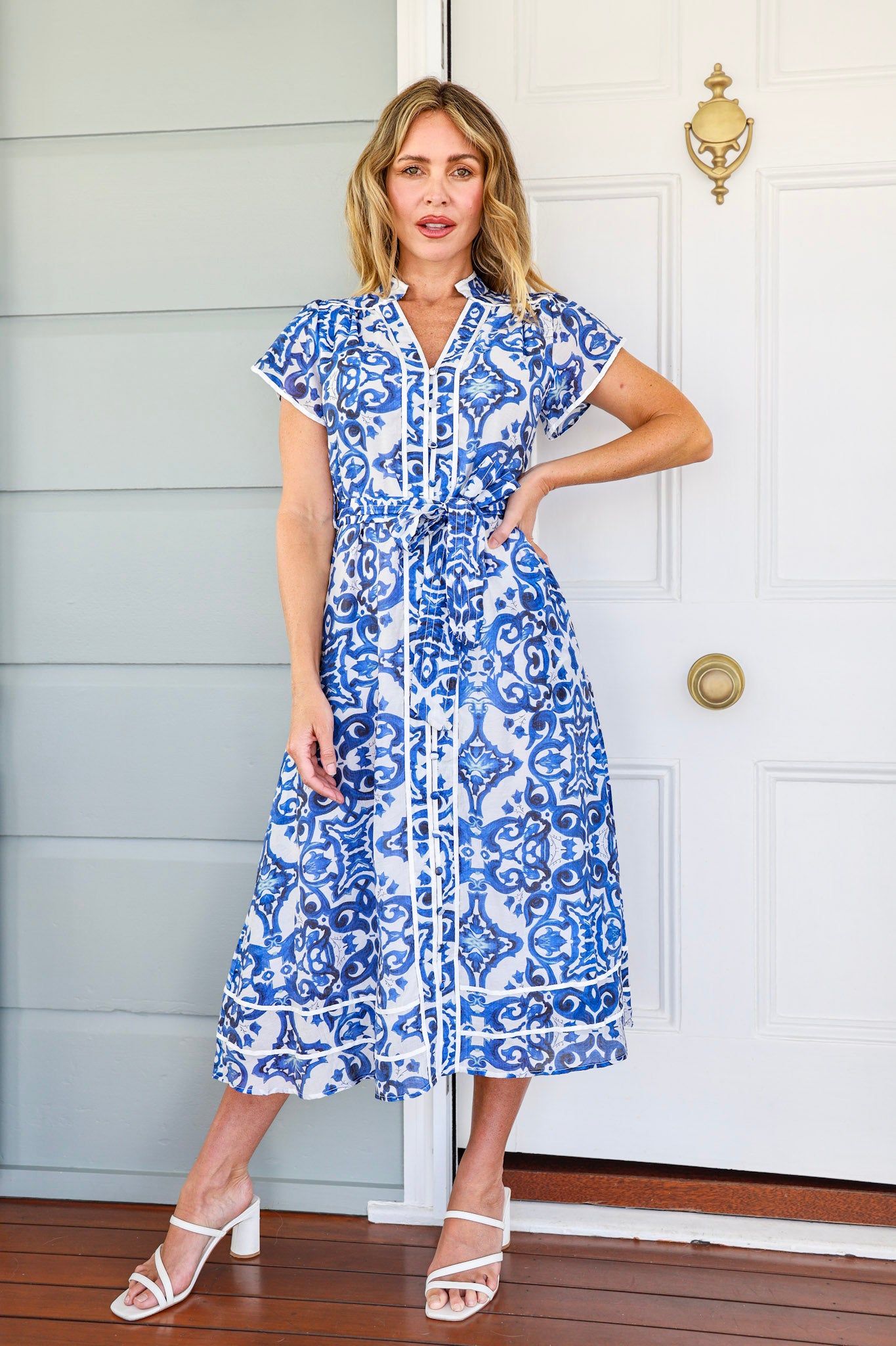 PERLA DRESS IN BLUE PRINT
