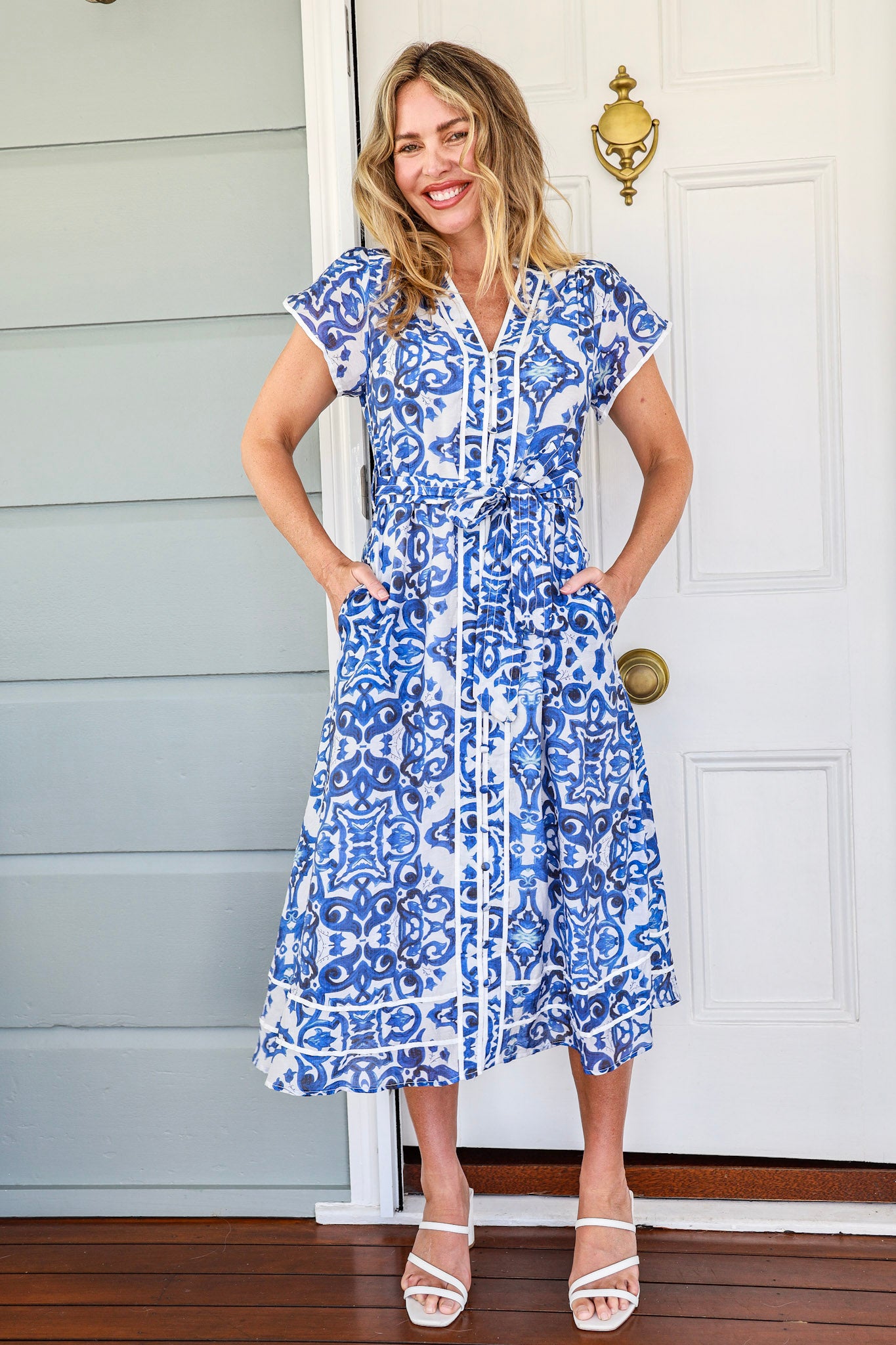 PERLA DRESS IN BLUE PRINT