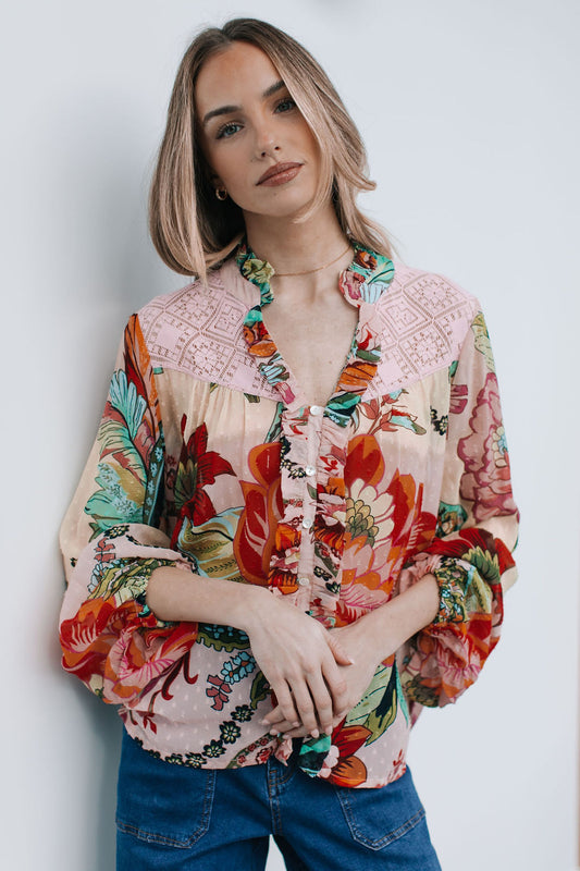GITANE LACE FLORAL BLOUSE - FLORA PRINT