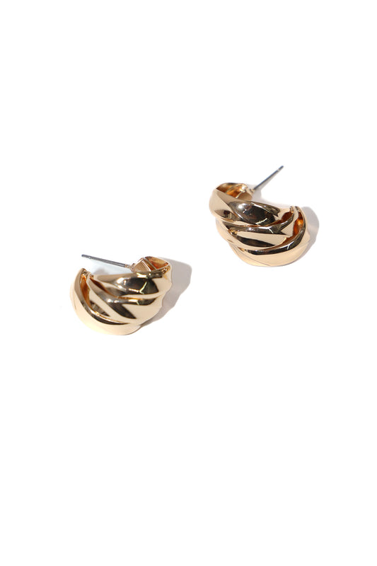 CURVED TRI SHAPED MINI HOOPS - GOLD