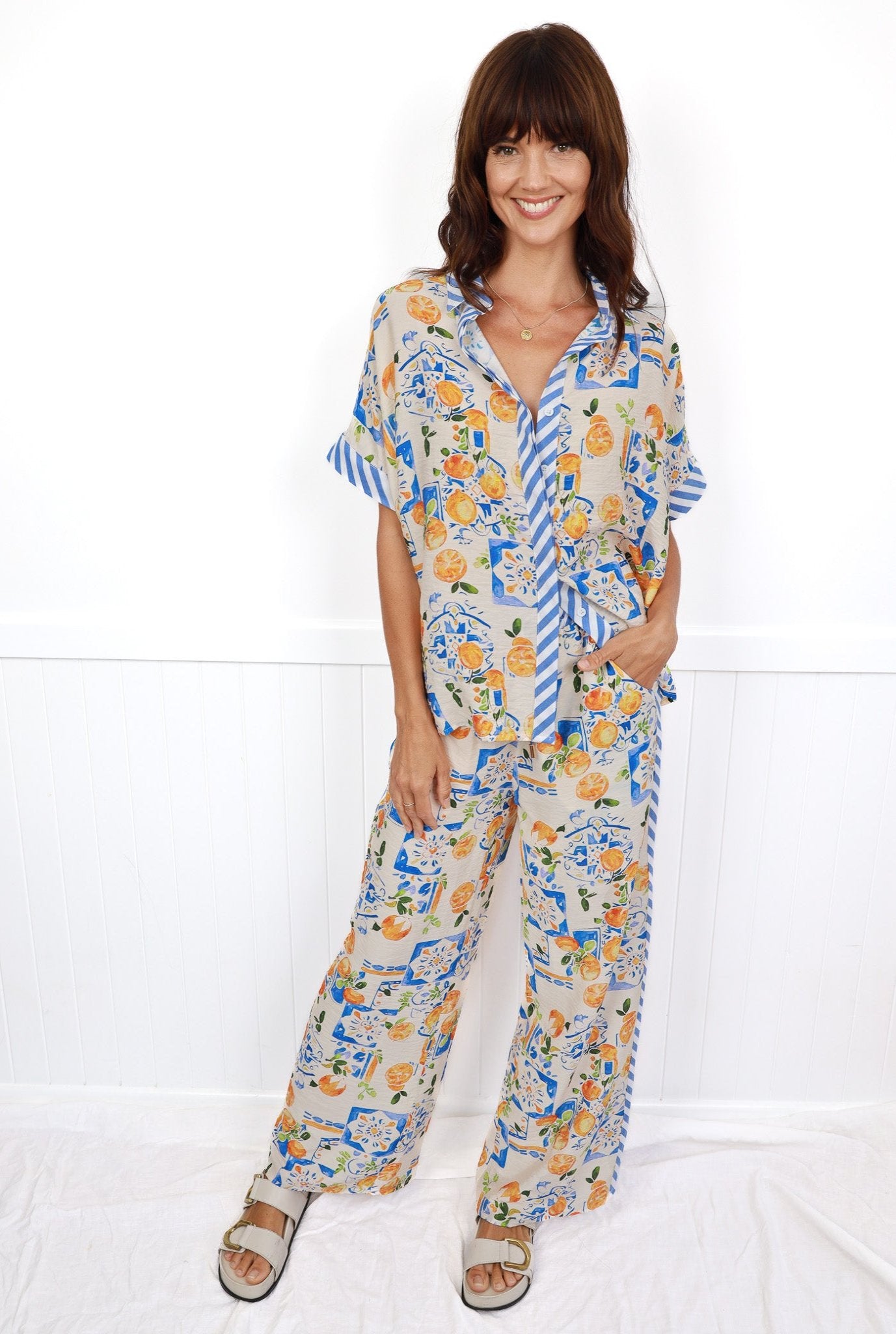 CAYMAN WIDE LEG PANT IN TROPICAL PRINT