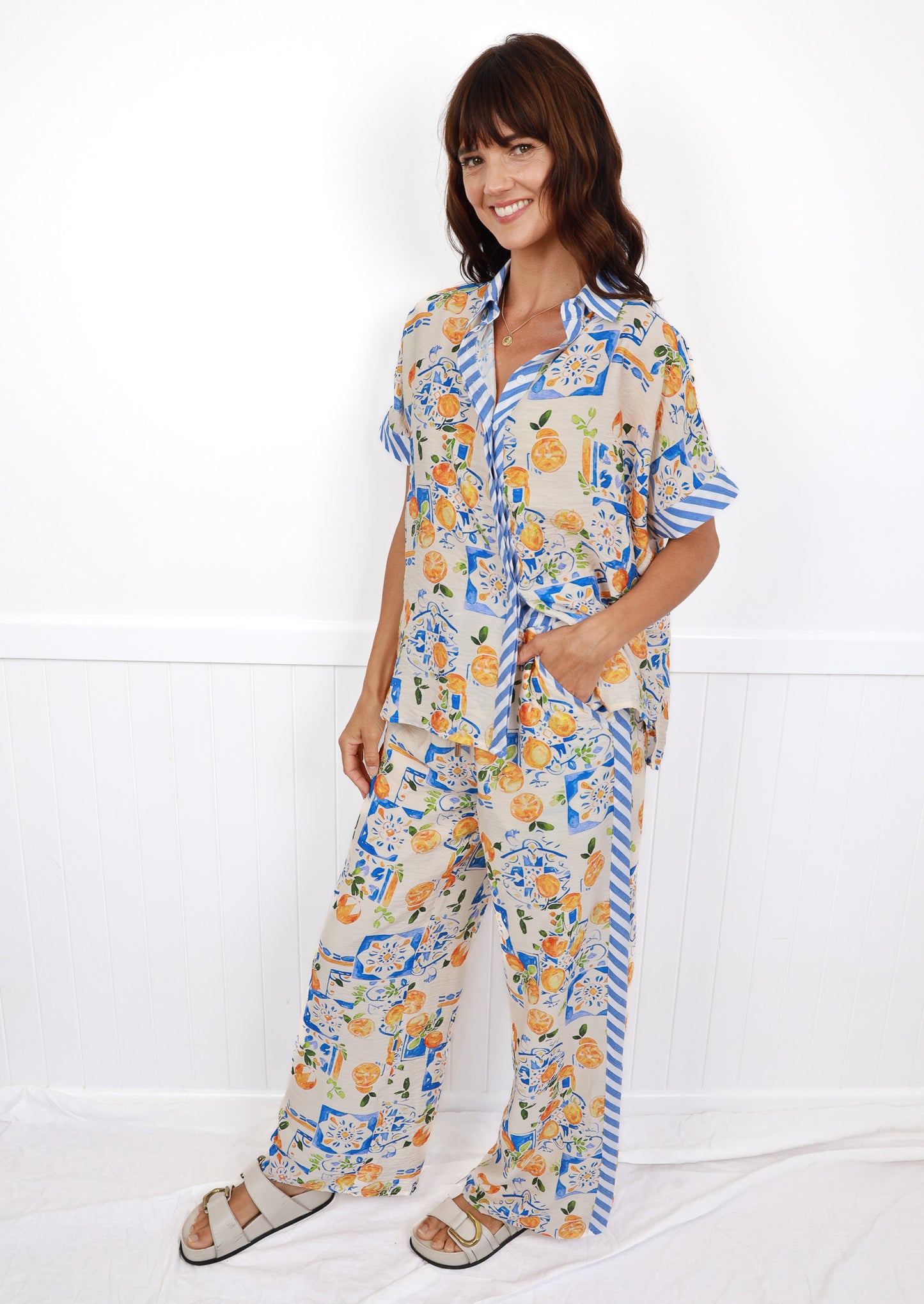 CAYMAN WIDE LEG PANT IN TROPICAL PRINT