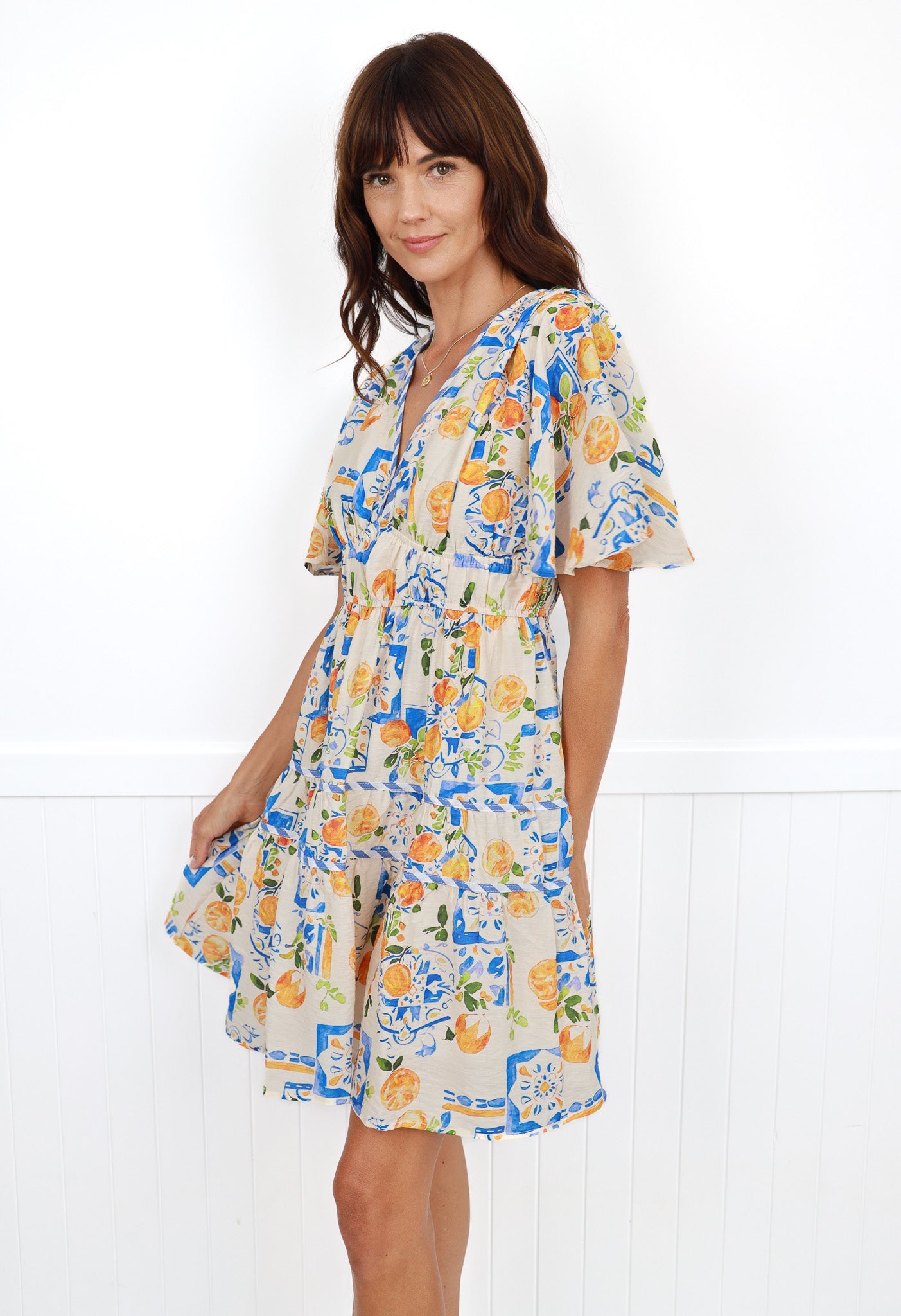 CAYMAN DRESS IN TROPICAL MULTI PRINT