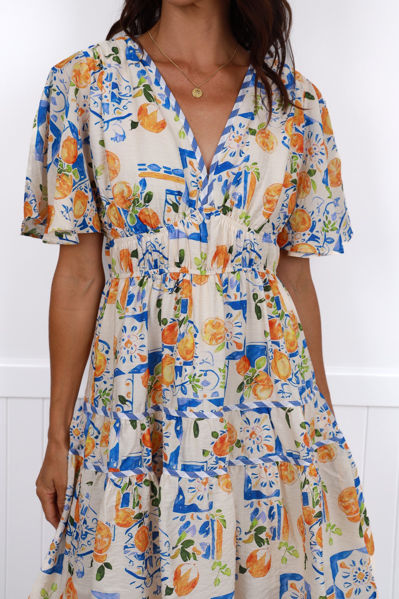 CAYMAN DRESS IN TROPICAL MULTI PRINT