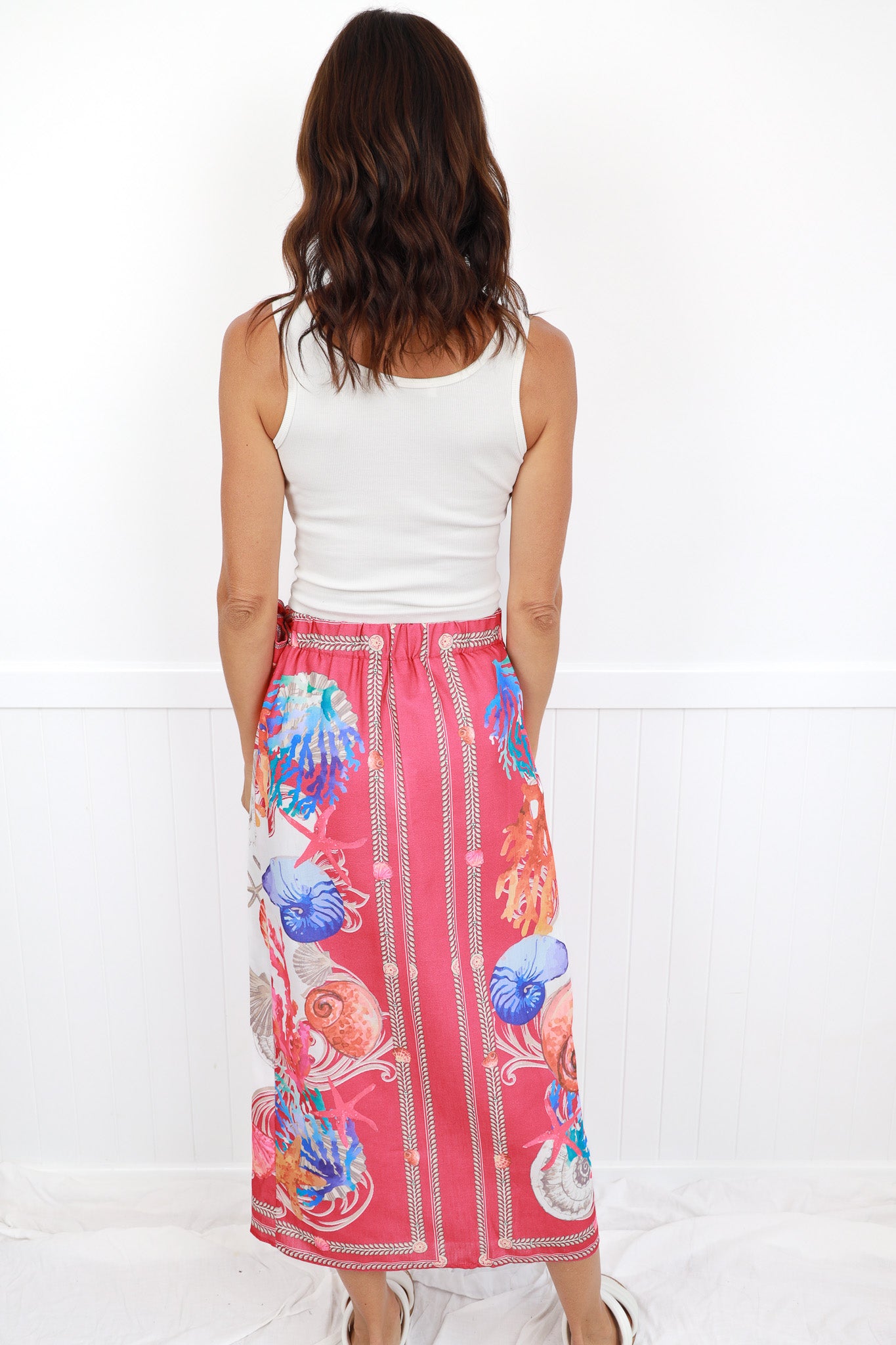 SERENITY SHELL PRINT WRAP SKIRT