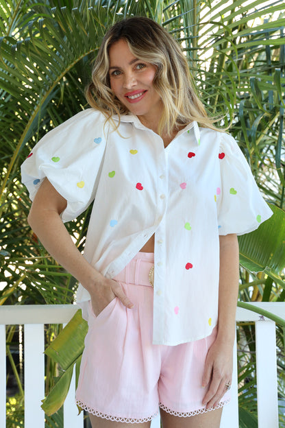 HEARTS LOVE SHIRT - WHITE
