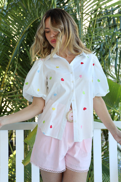 HEARTS LOVE SHIRT - WHITE