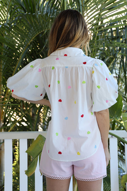 HEARTS LOVE SHIRT - WHITE