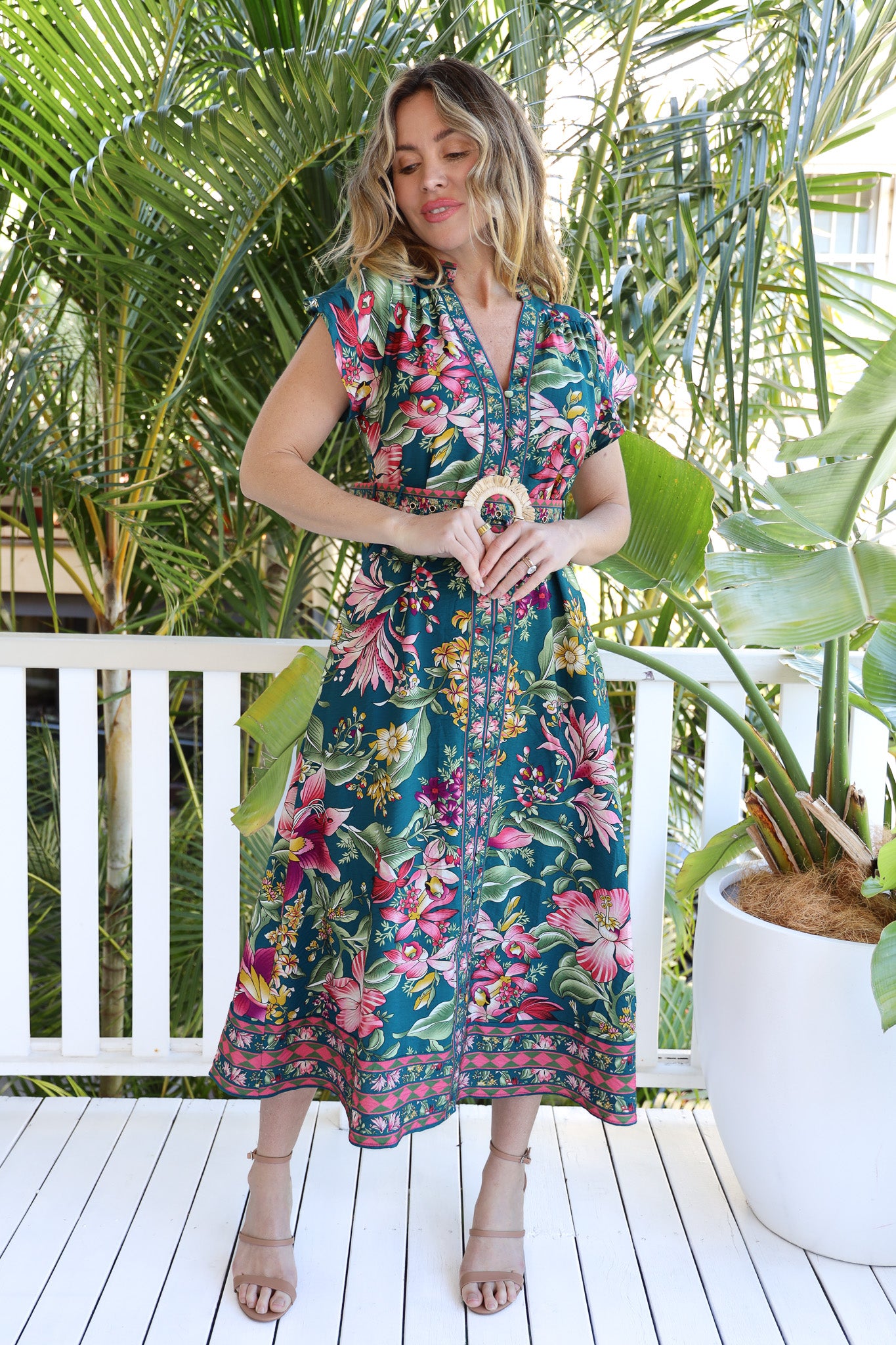 SELINA BELTED MIDI DRESS