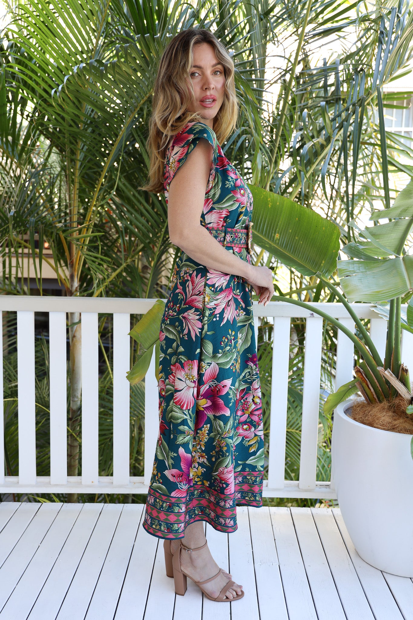 SELINA BELTED MIDI DRESS