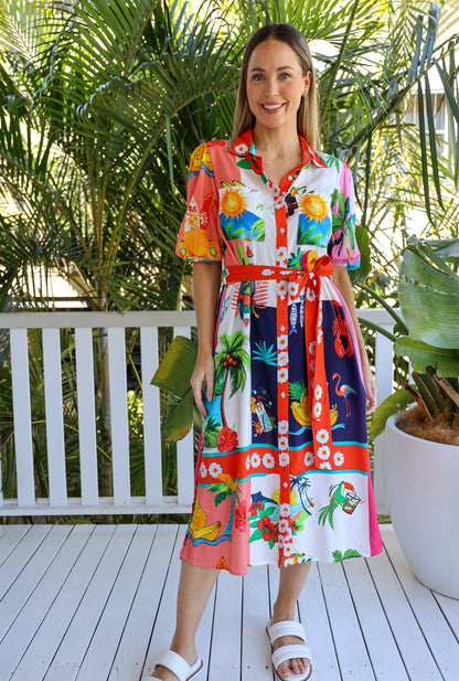 PARADISE ISLAND MIDI SHIRT DRESS