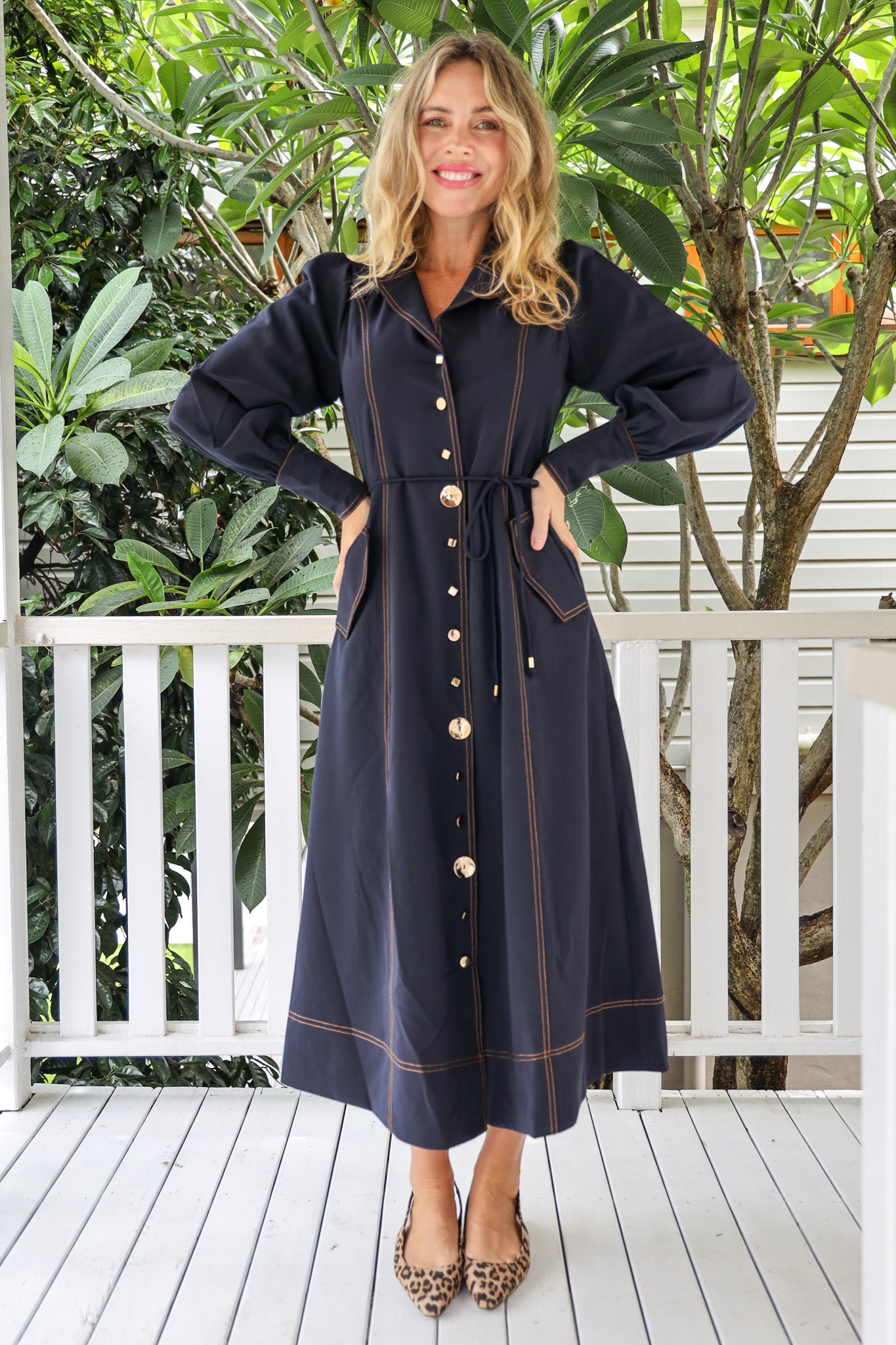 NAVY BELLE MIDI DRESS