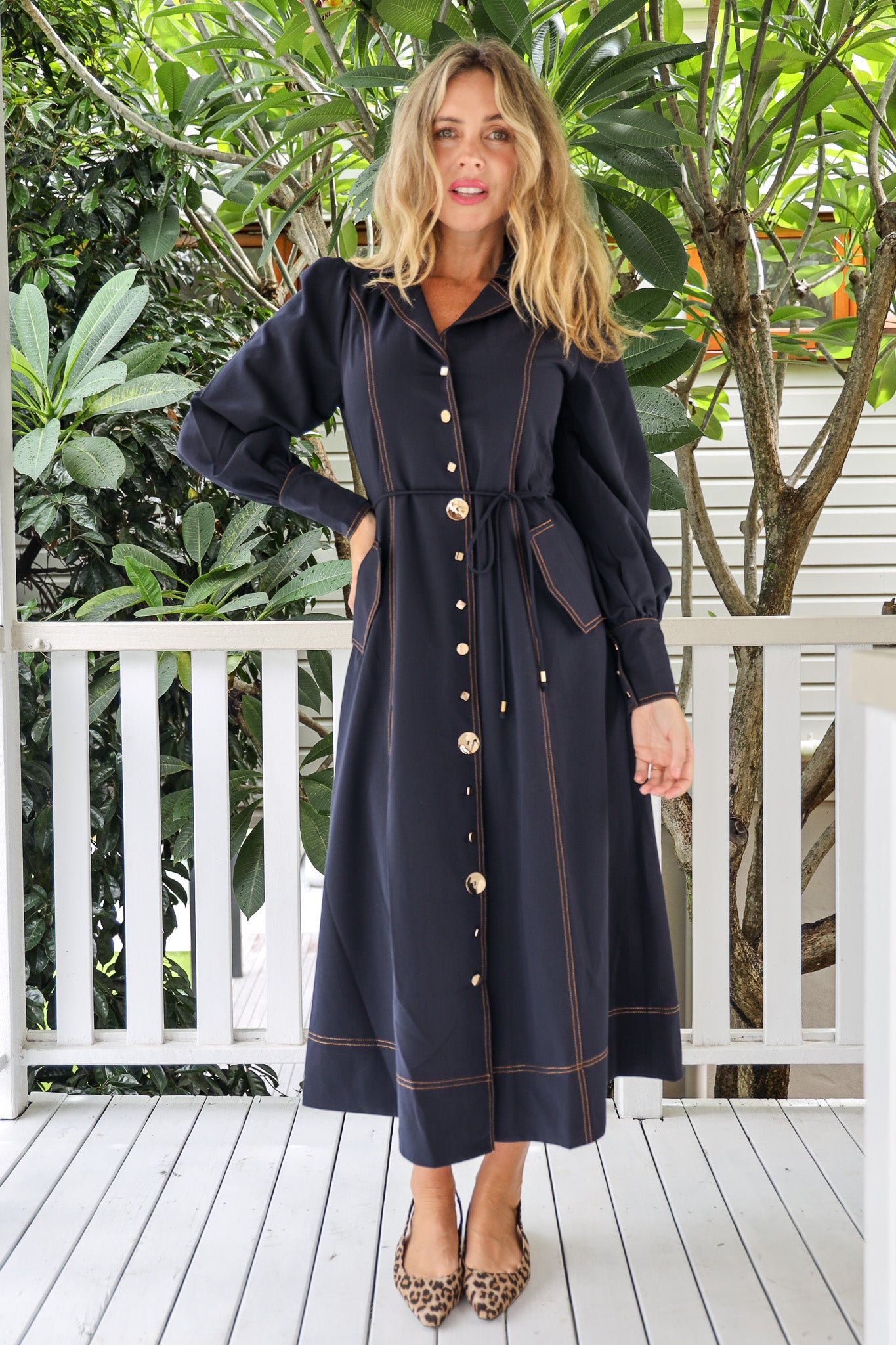 NAVY BELLE MIDI DRESS