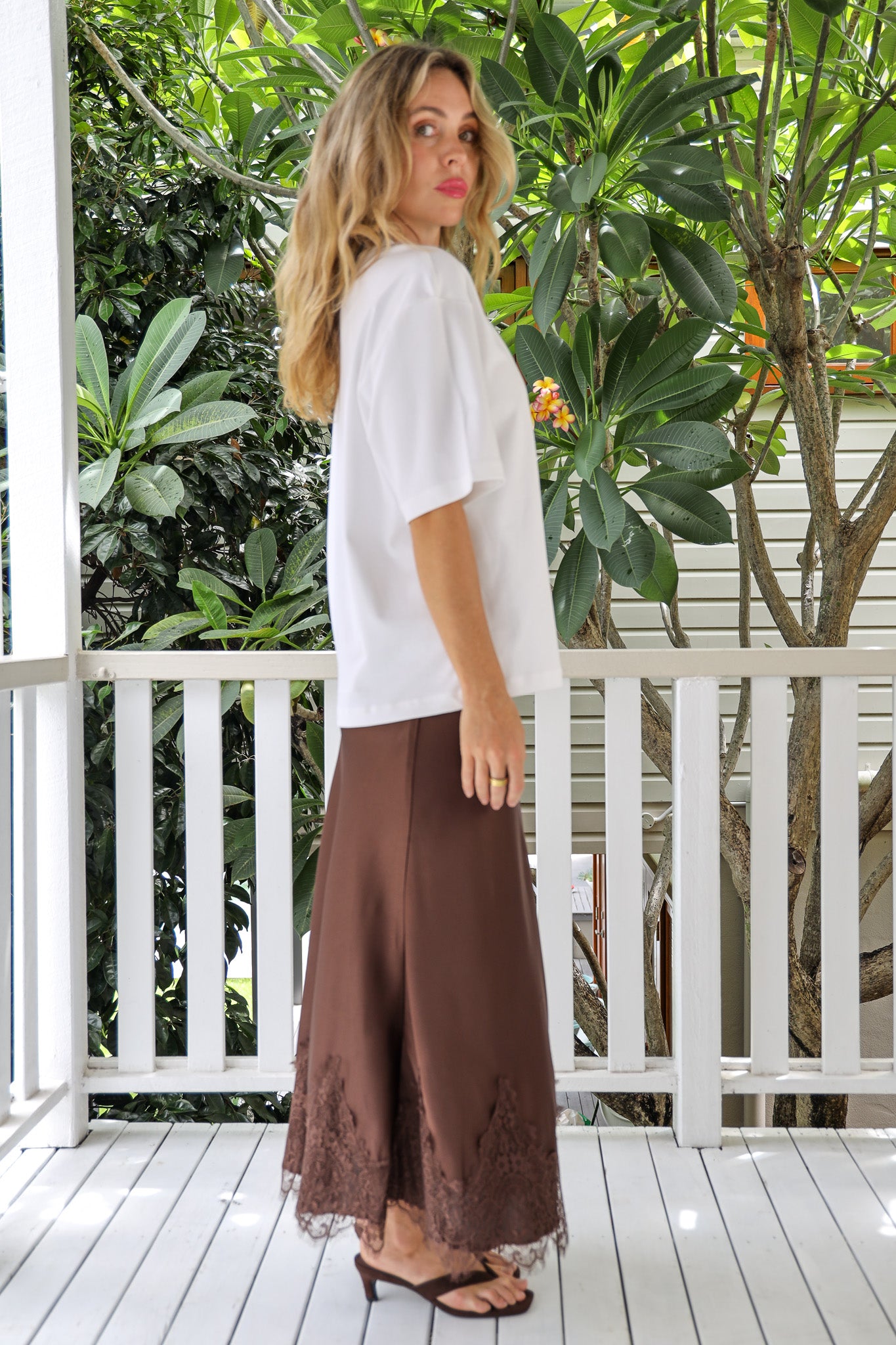 ISABELLA LACE SKIRT IN CHOCOLATE