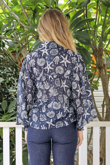 TWICE AS NICE SHIRT IN NAVY NAUTICAL PRINT