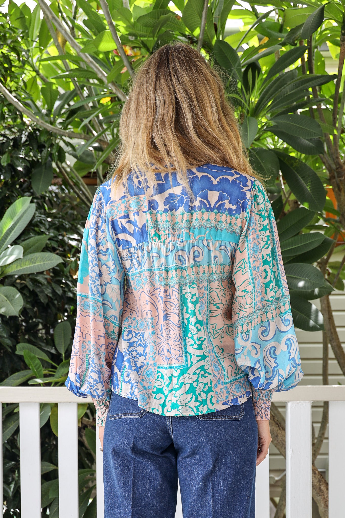 TWICE AS NICE SHIRT IN BLUE MOSAIC PRINT