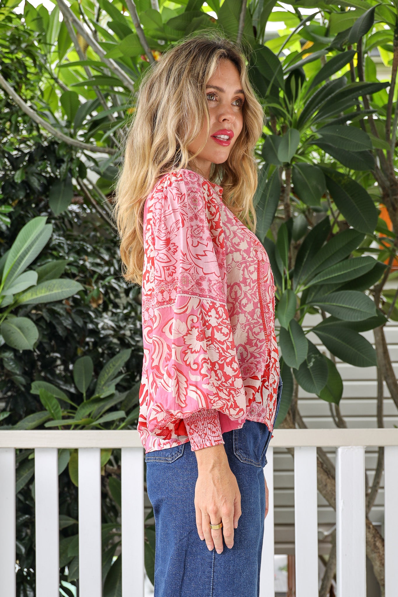 TWICE AS NICE SHIRT IN PINK MOSAIC PRINT