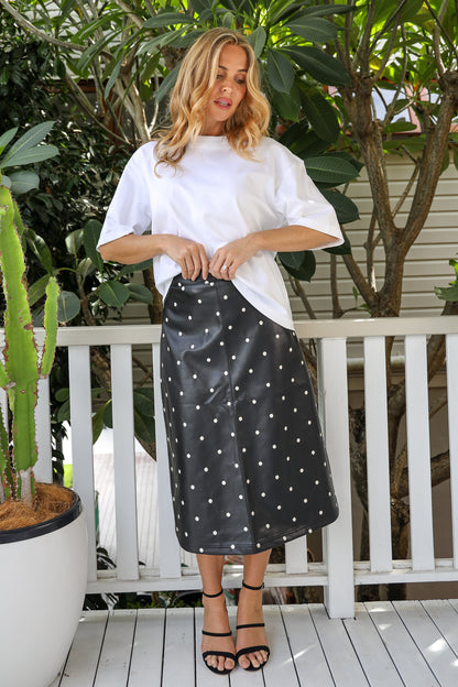 SPOT ON FAUX LEATHER SKIRT
