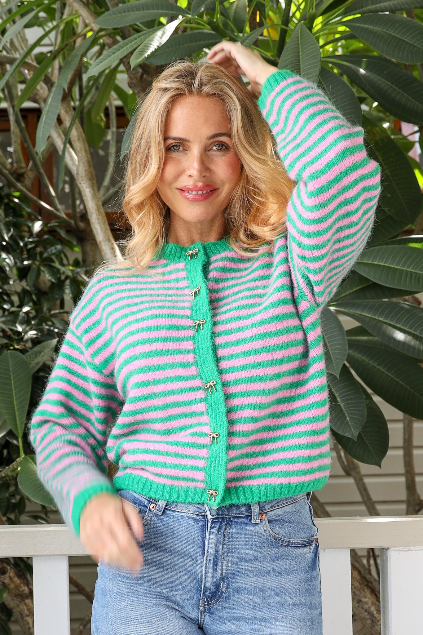 MOLLY MAE STRIPE KNIT CARDIGAN