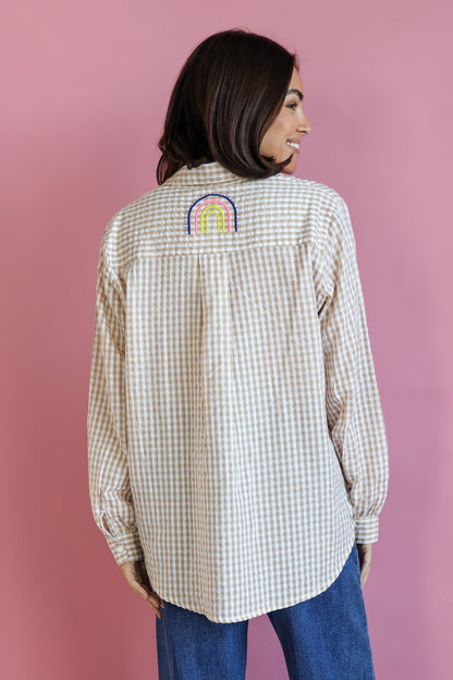 LOVE AND RAINBOWS GINGHAM SHIRT