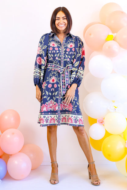 Hello Pretty Dress in Navy Floral
