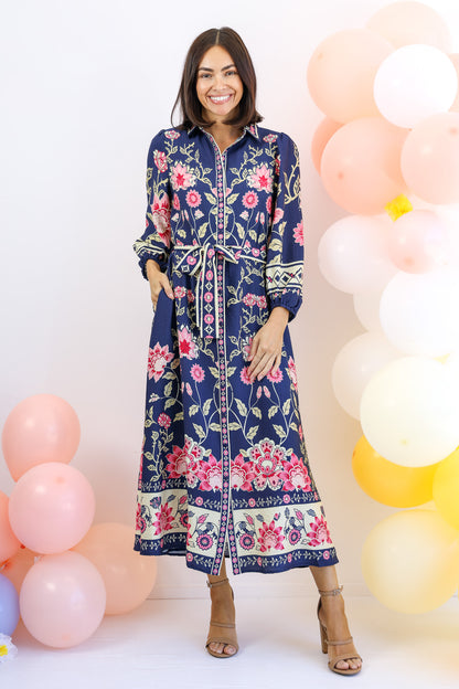 Hello Pretty Maxi Dress in Navy Floral