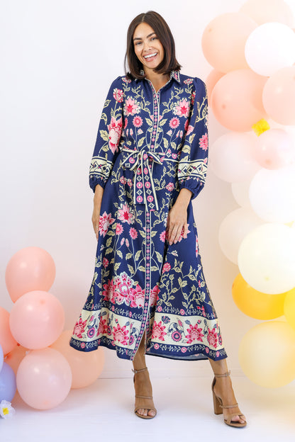 Hello Pretty Maxi Dress in Navy Floral