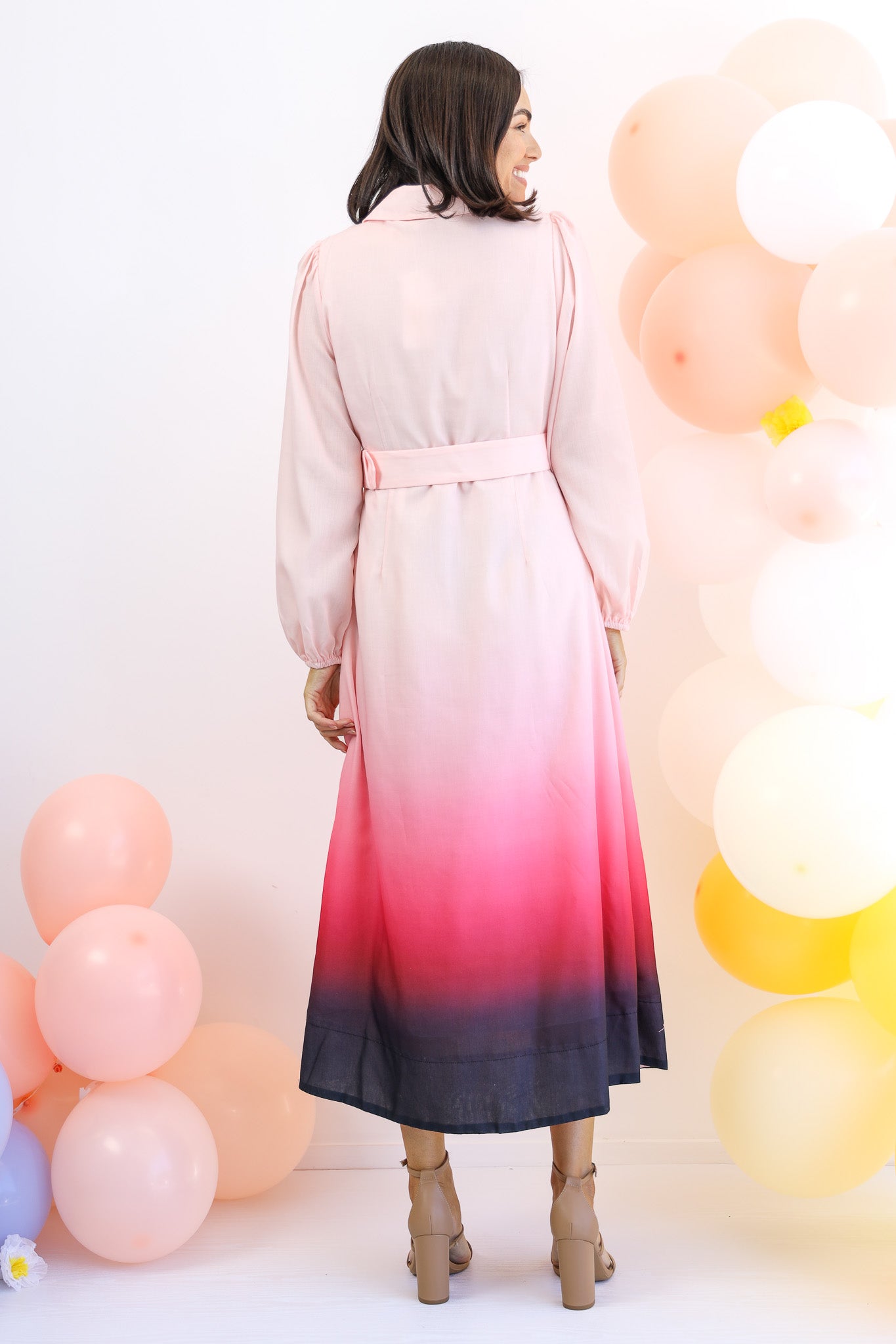 Starlet Maxi Shirt Dress in Pink Floral