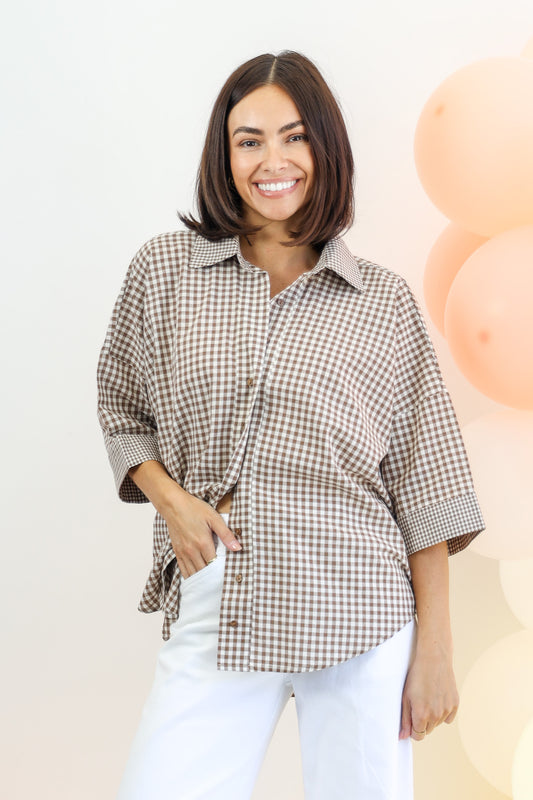 Gracey Gingham Shirt in Chocolate Gingham Check