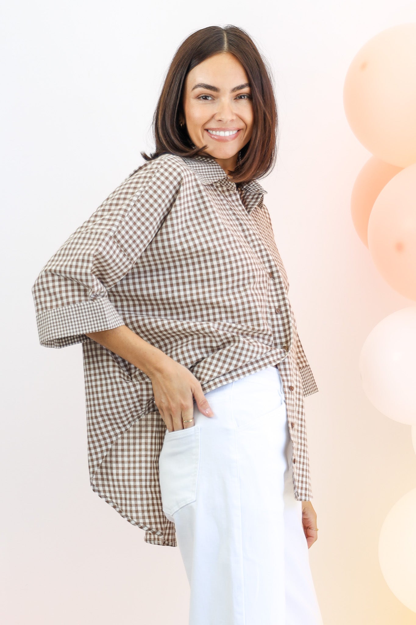 Gracey Gingham Shirt in Chocolate Gingham Check