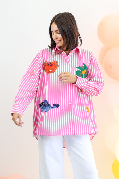 Maldives Cotton Shirt in Pink