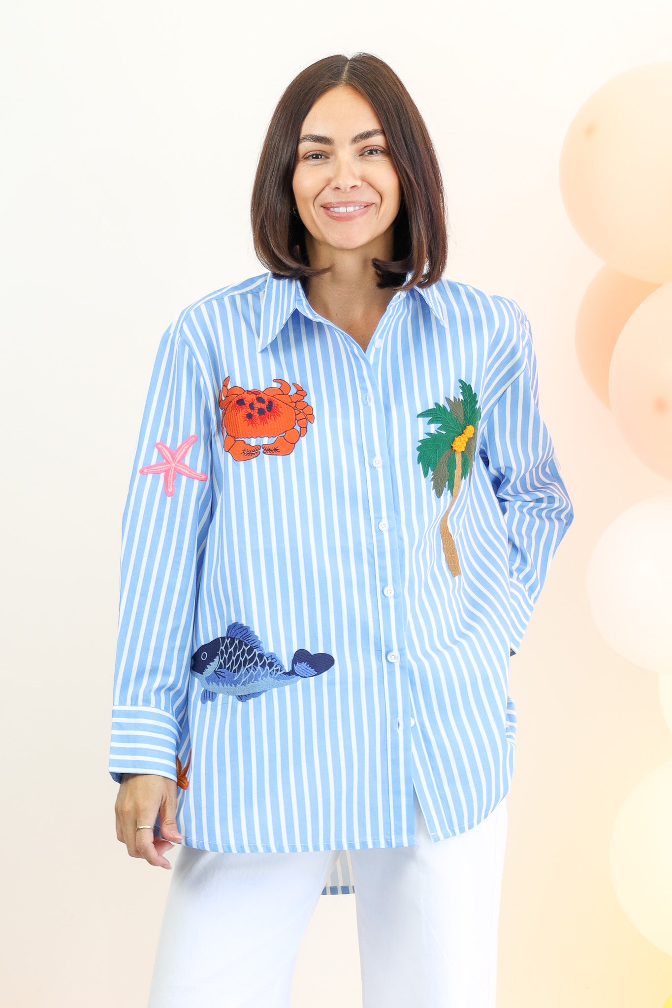 Maldives Cotton Shirt in Blue and White Stripe