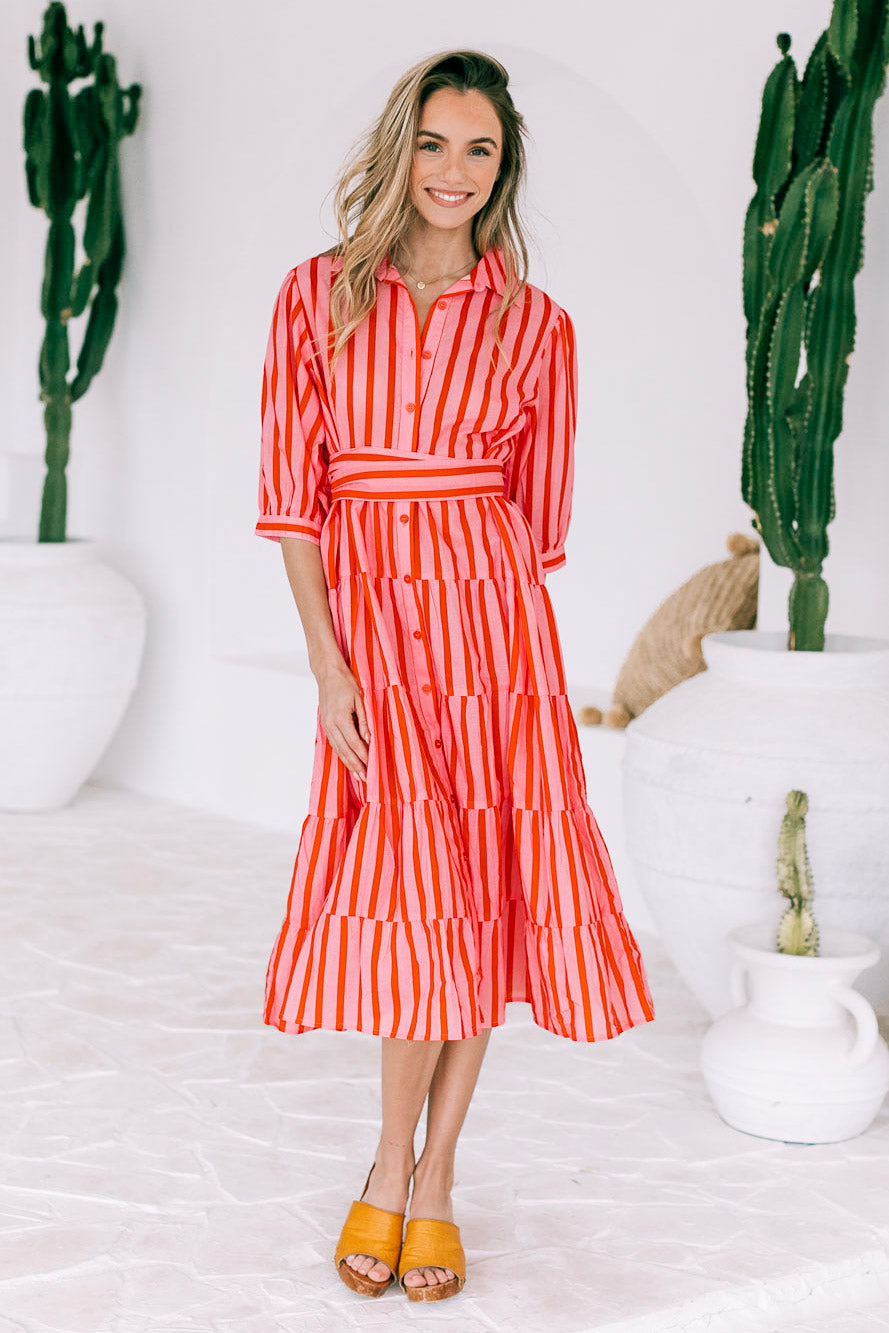 STILL THE ONE MIDI DRESS IN CANDY STRIPE
