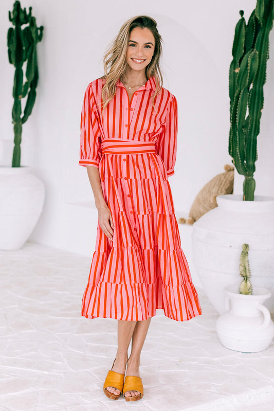 STILL THE ONE MIDI DRESS IN CANDY STRIPE